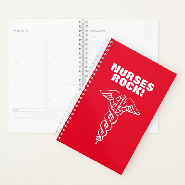 Custom caduceus symbol spiral planner for nurses (Display)