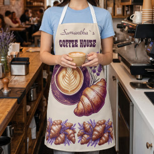 Custom Cafe Merch Vintage Croissant With Lavend Apron