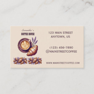 Custom Cafe Merch Vintage Croissant With Lavend Business Card