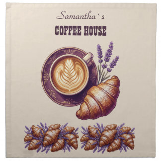 Custom Cafe Merch Vintage Croissant With Lavend Cloth Napkin