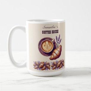 Custom Cafe Merch Vintage Croissant With Lavend Coffee Mug