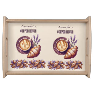 Custom Cafe Merch Vintage Croissant With Lavend Serving Tray