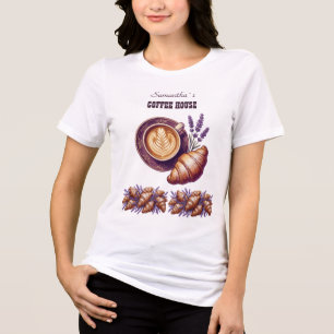 Custom Cafe Merch Vintage Croissant With Lavend Tri-Blend Shirt