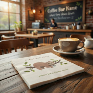 Custom Cafe Sloth Paper Napkins