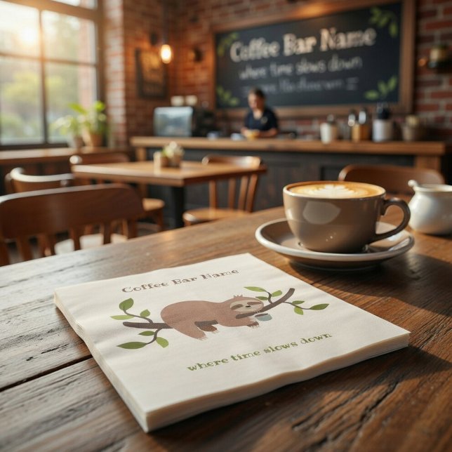 Custom Cafe Sloth Paper  Napkins (Creator Uploaded)