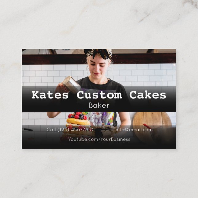 Custom Cake Baker Birthday Business Company Busine Business Card (Back)