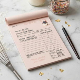 Custom Cake & Bakery Business Invoice Notepad