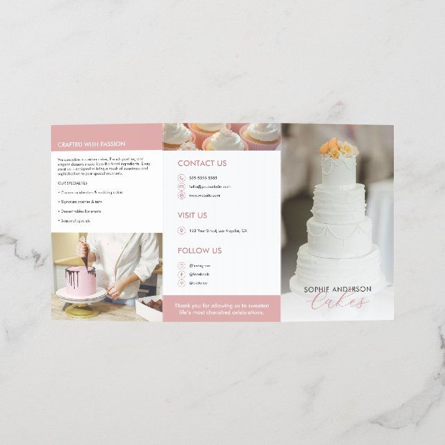 Custom Cake Pastry Chef Bakery Business Tri-fold Brochure