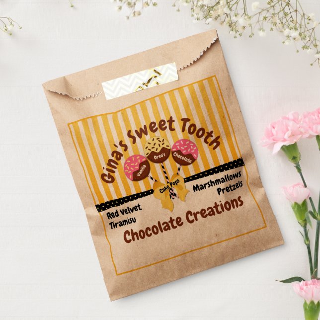 Custom Cake Pops Bakery Favor Bag (Sealed)