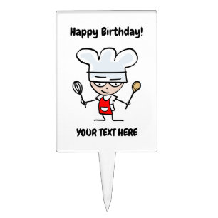 Custom cake topper with cute pastry chef cartoon