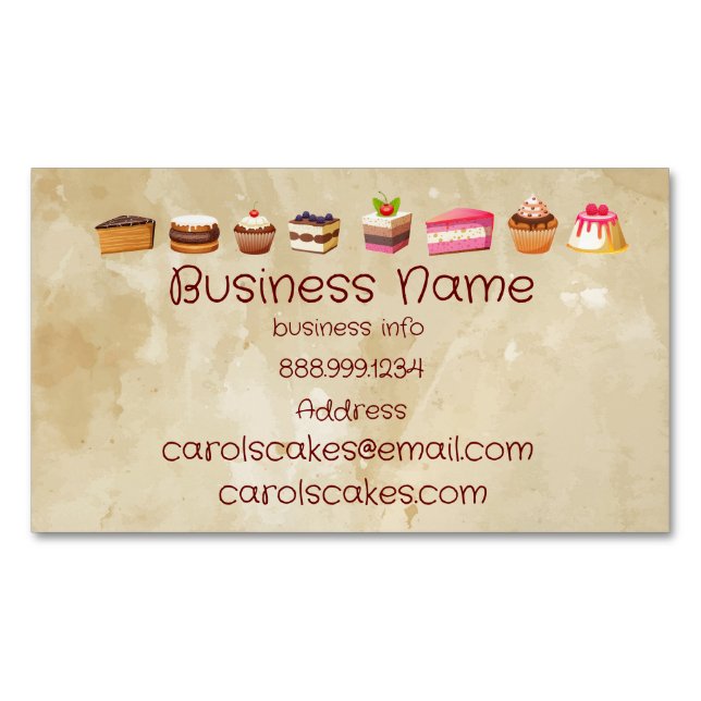 Custom Cake & Wedding Cake Design Bakers  Business Card Magnet (Front)