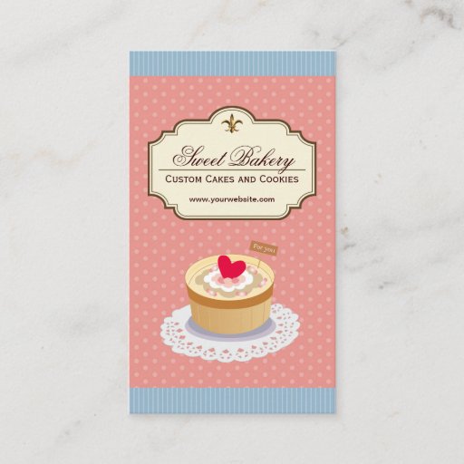 Customizable Custom Cakes and Cookies Dessert Bakery Shop Business Card Templates