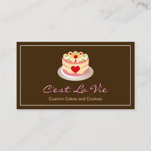 Custom Cakes and Cookies Dessert Bakery Store Business Card (Front)