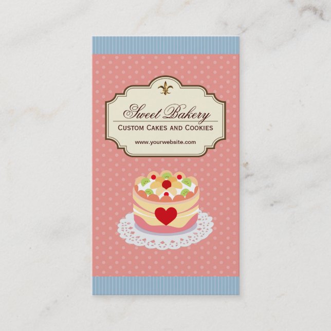 Custom Cakes and Cookies Dessert Bakery Store Business Card (Front)