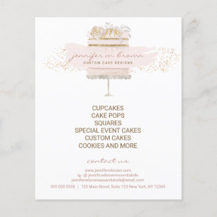Custom Cakes Baker Event Patisserie Flyer Girly