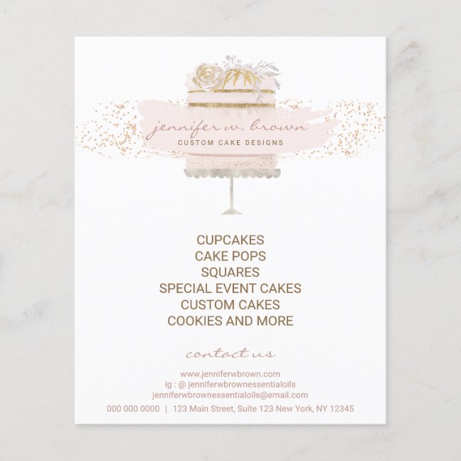 Custom Cakes Baker Event Patisserie Girly Flyer