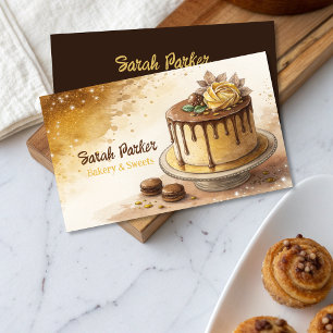 Custom Cakes Bakery pastry watercolor Business Ca Business Card