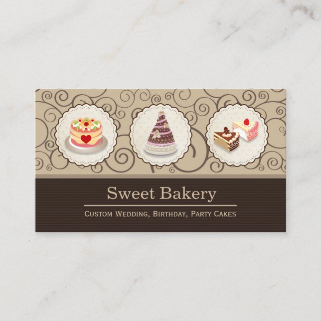Custom Cakes Master Wedding Birthday Party Banquet Business Card (Front)