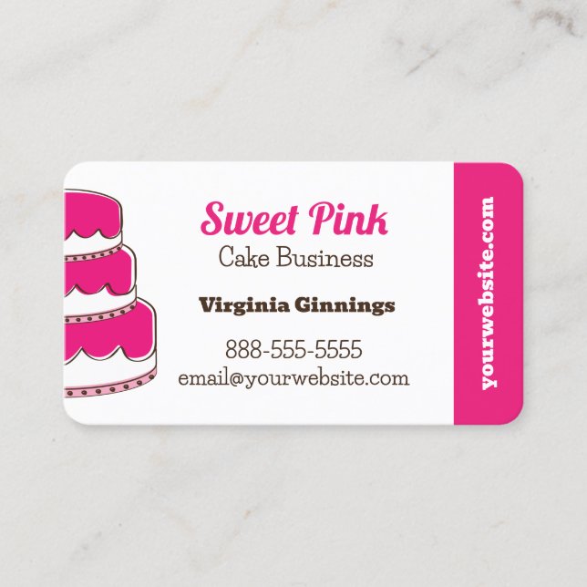 Custom Cakes Pink Bakery Menu Flavors Business Card (Front)
