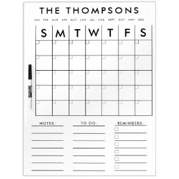 Custom Calendar Planner Minimalist Monthly Weekly Dry Erase Board
