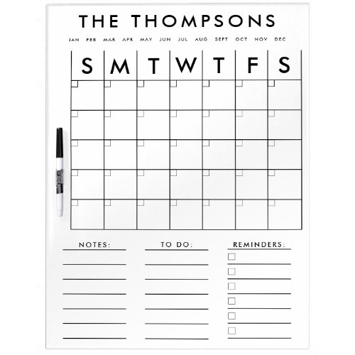 Custom Calendar Planner Minimalist Monthly Weekly Dry Erase Board