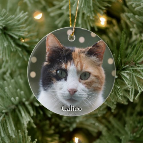 Custom Calico Cat Photo Personalized Ceramic Ornament
