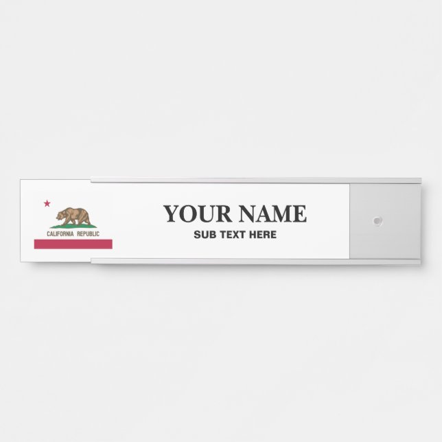 Custom California flag hanging desk name plate (Front)