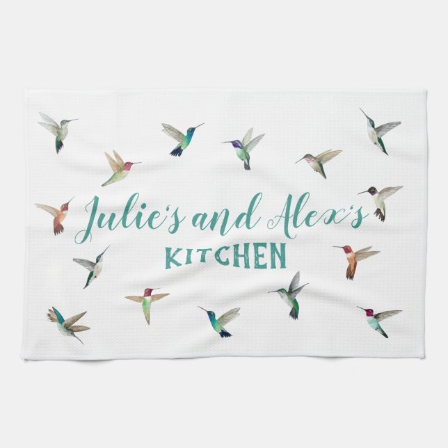 Custom California Hummingbirds Kitchen Towels (Horizontal)