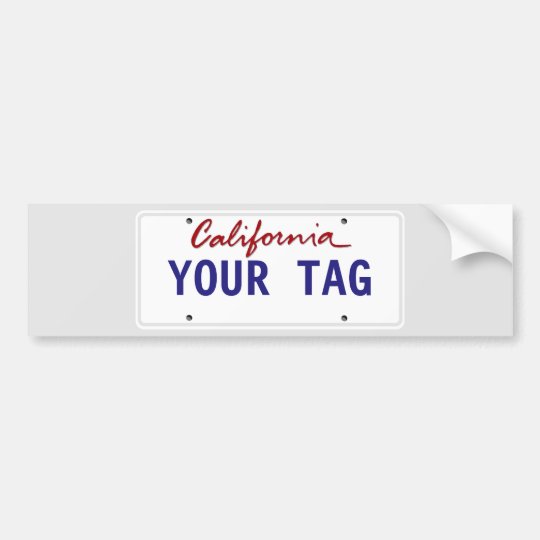 Custom California License Plate Bumper Sticker