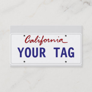 Custom California License Plate Business Card