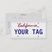Custom California License Plate Business Card (Front/Back)