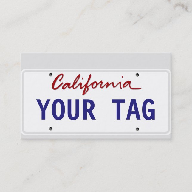Custom California License Plate Business Card (Front)