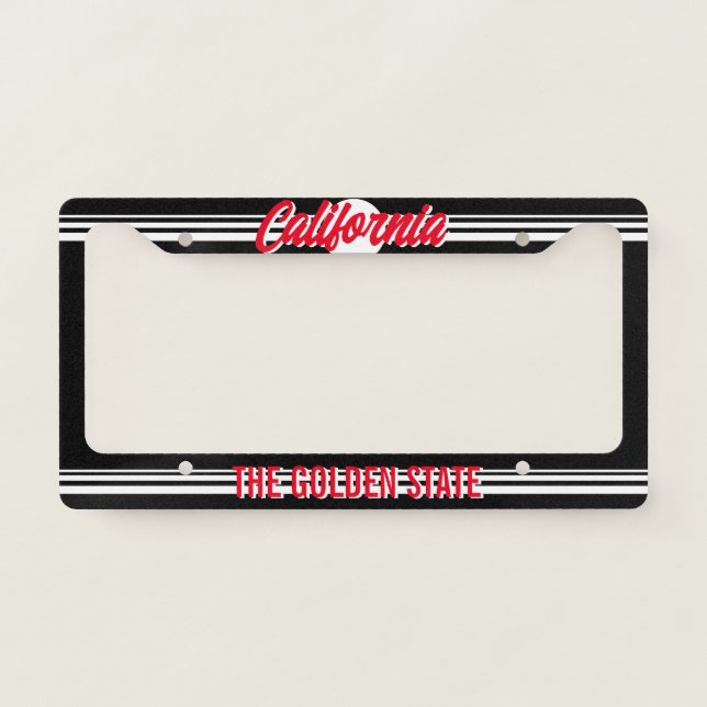 Custom California license plate frame retro black (Front)
