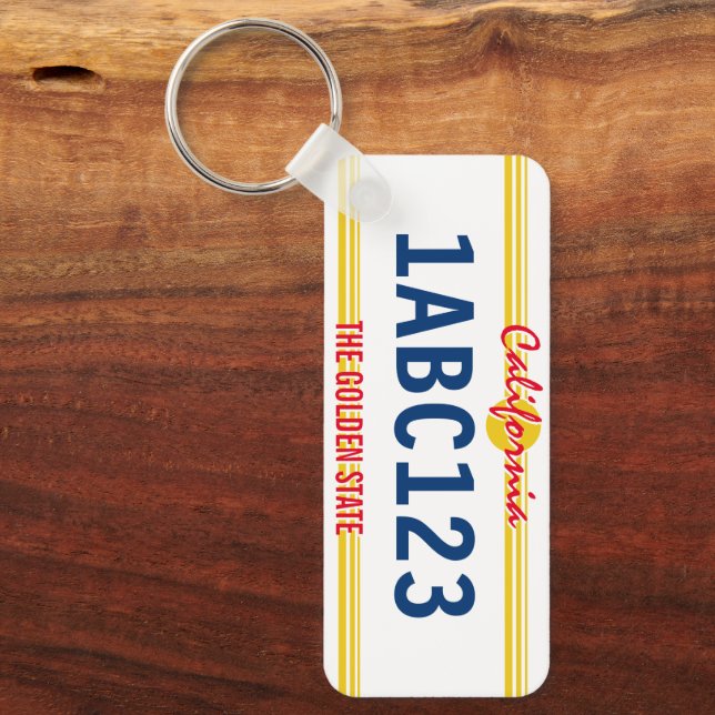 Custom California license plate retro style metal Keychain (Front)
