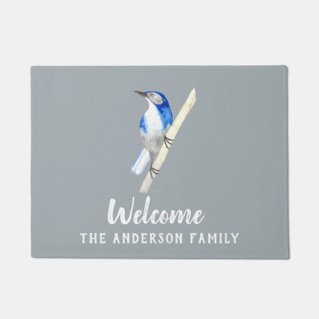 Custom California Scrub Jay Doormat (Front)