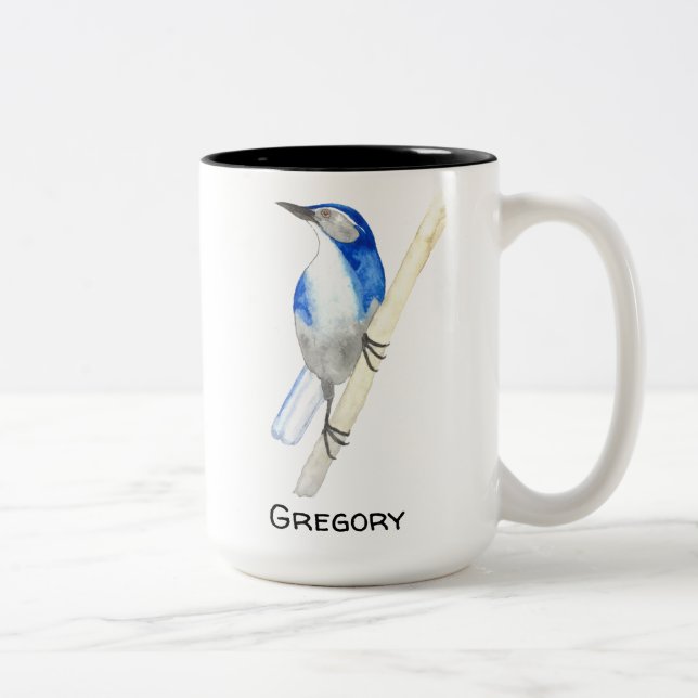 Custom California  Scrub Jay Two-Tone Coffee Mug (Right)