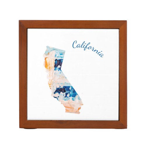 Custom California State Outline Abstract Gift Desk Organizer