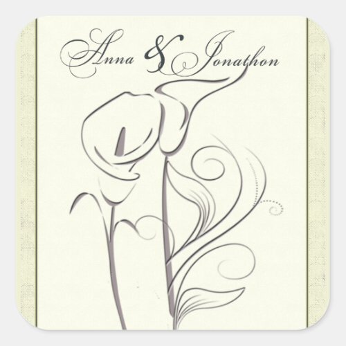 Custom Calla lily Wedding Sticker