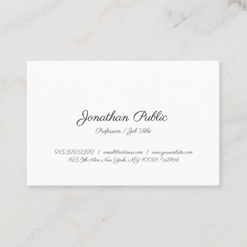 Custom Calligraphed Elegant Modern Simple Template Business Card
