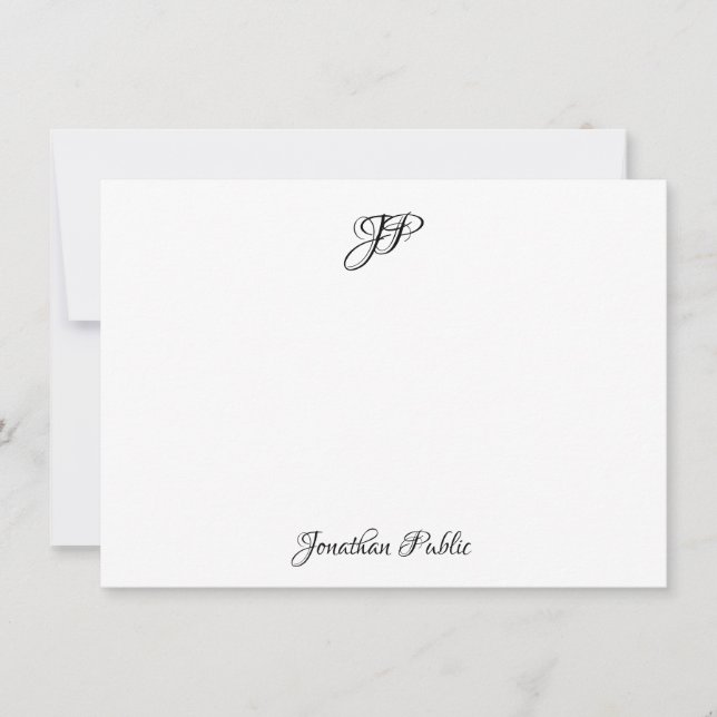 Custom Calligraphed Name Elegant Monogram Note Card (Front)
