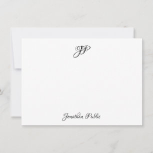 Custom Calligraphed Name Elegant Monogram Note Card