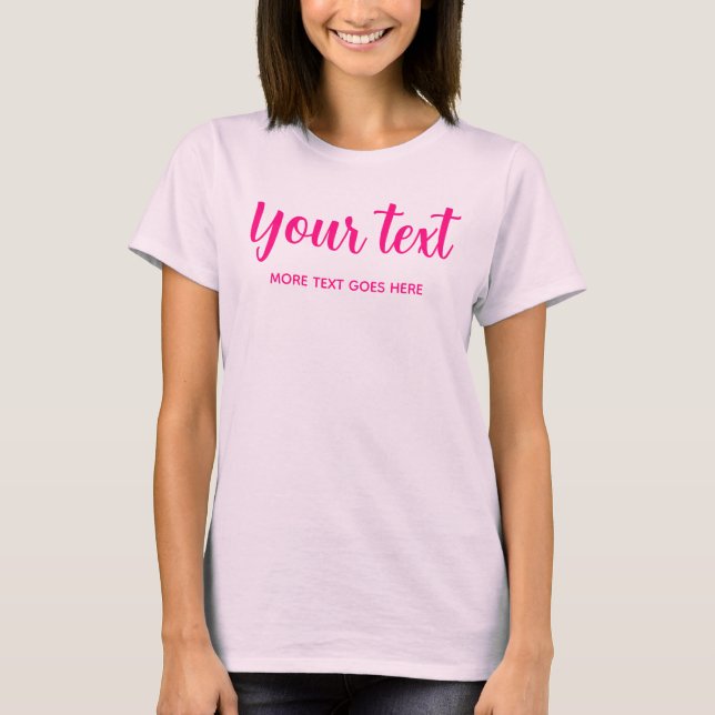 Custom Calligraphed Script Womens Modern Pale Pink T-Shirt (Front)