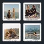 Custom Calligraphy Add Your Own Photo Coaster Set<br><div class="desc">A 4 piece set with the ability to personalize a different photo on each coaster against a white background. The theme is endless love, boundless friendship, limitless laughs, and countless memories in a romantic calligraphy script. Easily customize photo and message of choice. Makes a unique wedding gift, housewarming, anniversary, Christmas...</div>