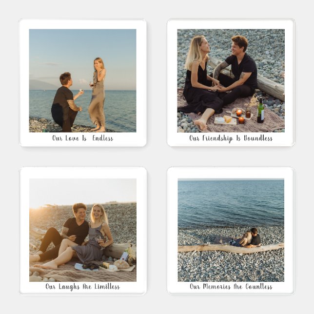 Custom Calligraphy Add Your Own Photo Coaster Set (Set)