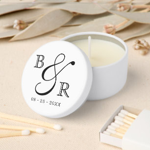 Custom Calligraphy Couple Names Initials Mini Candle Favors