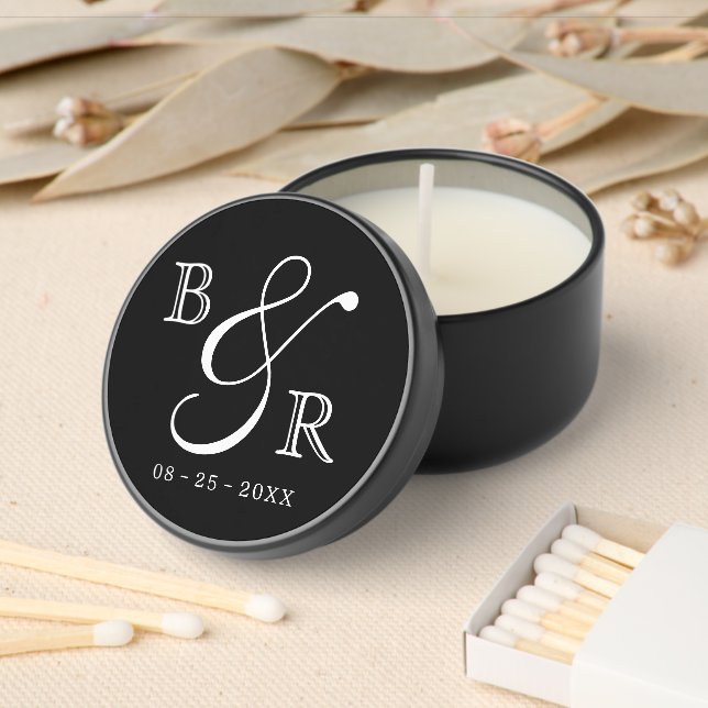 Custom Calligraphy Couple Names Initials Mini Candle Favors (Insitu)