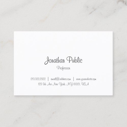 Custom Calligraphy Elegant Modern Minimalist Business Card