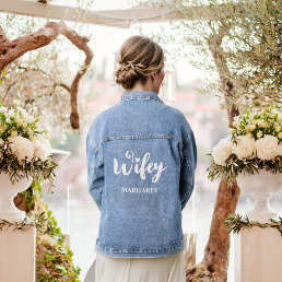Custom Calligraphy Heart Wifey Name Wedding Denim Jacket