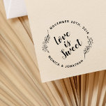 Custom Calligraphy Love Is Sweet Botanical Wedding Rubber Stamp<br><div class="desc">Custom Calligraphy Love Is Sweet Botanical Wedding Rubber Stamps by invintage.</div>