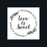 Custom Calligraphy Love Is Sweet Botanical Wedding Rubber Stamp<br><div class="desc">Custom Calligraphy Love Is Sweet Botanical Wedding Rubber Stamps by invintage.</div>
